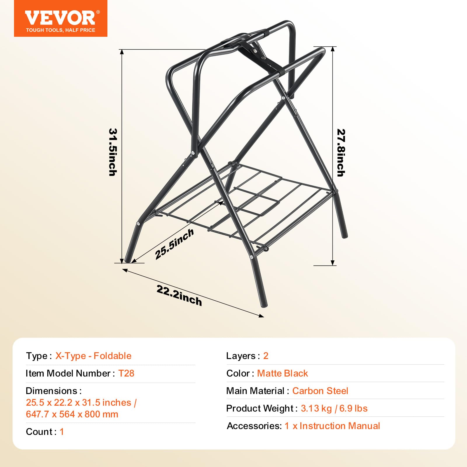 VEVOR cadre-acier-durable, structure renforcée pour charges élevées.