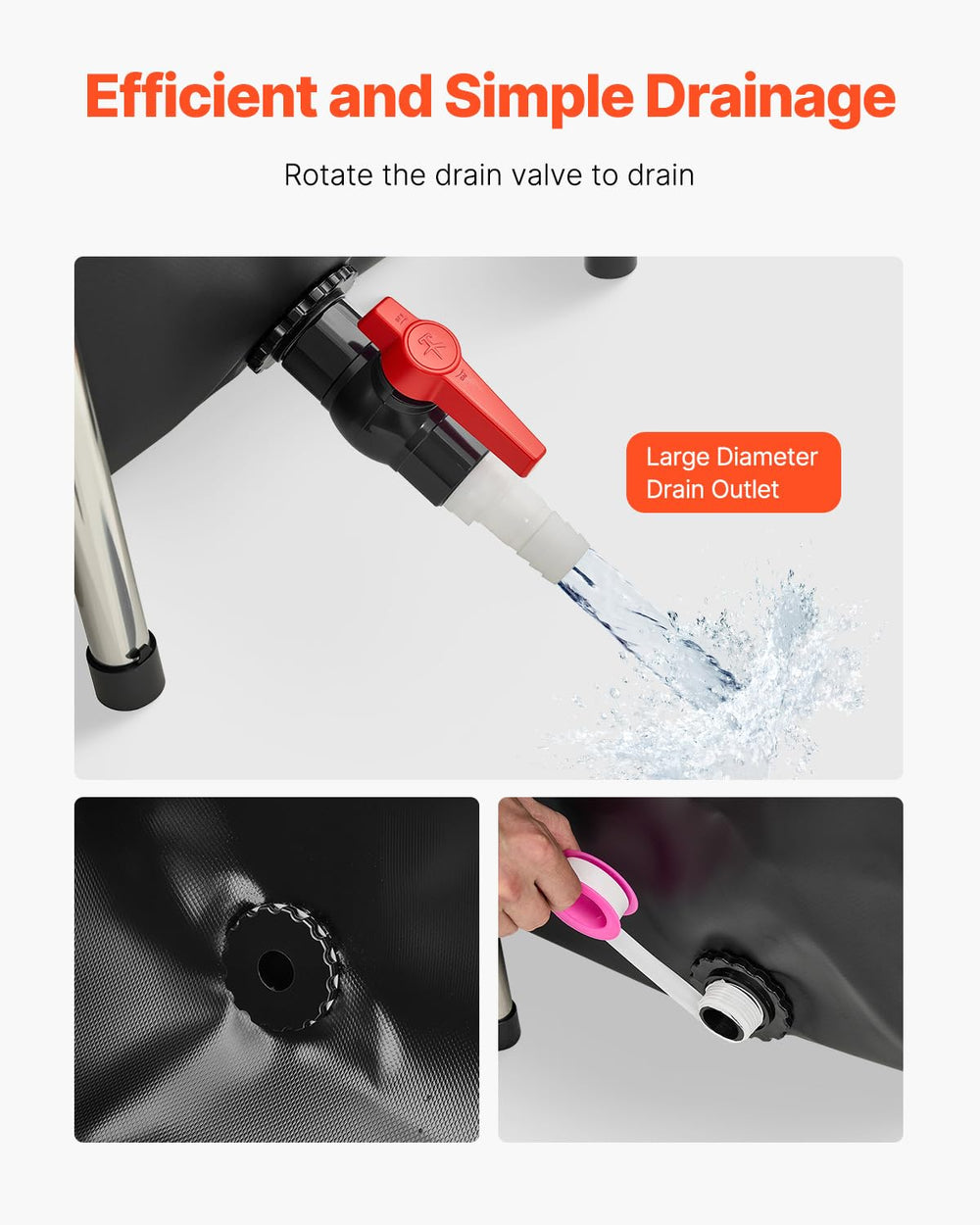 VEVOR cadre en inox 304 assure stabilité et durabilité.