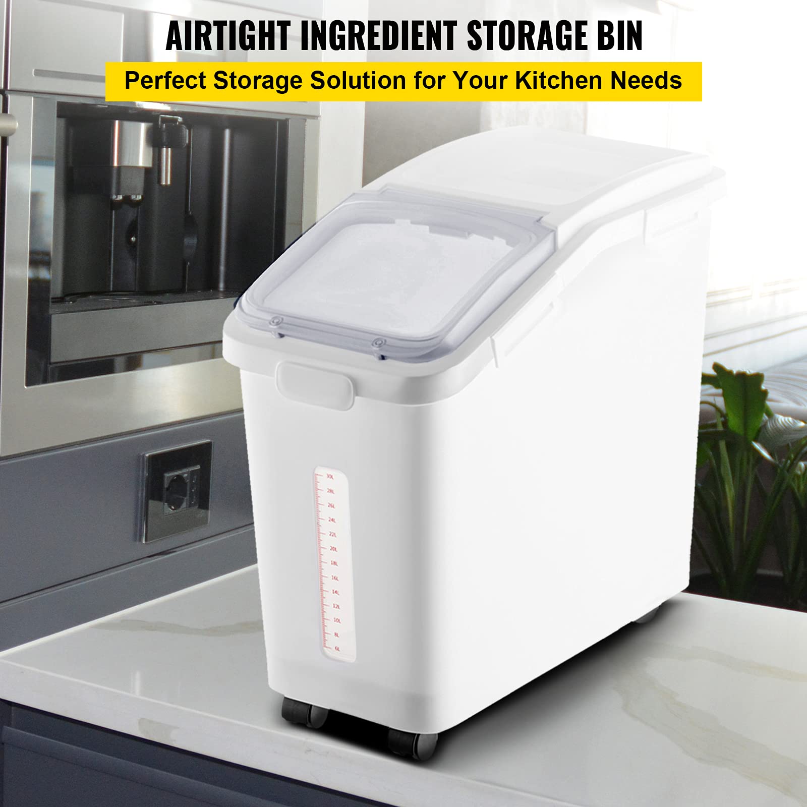 VEVOR bac de 50 L pour riz et pâtes, rangement pratique et accessible.