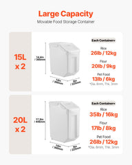 VEVOR deux conteneurs 20 L pour riz et croquettes.