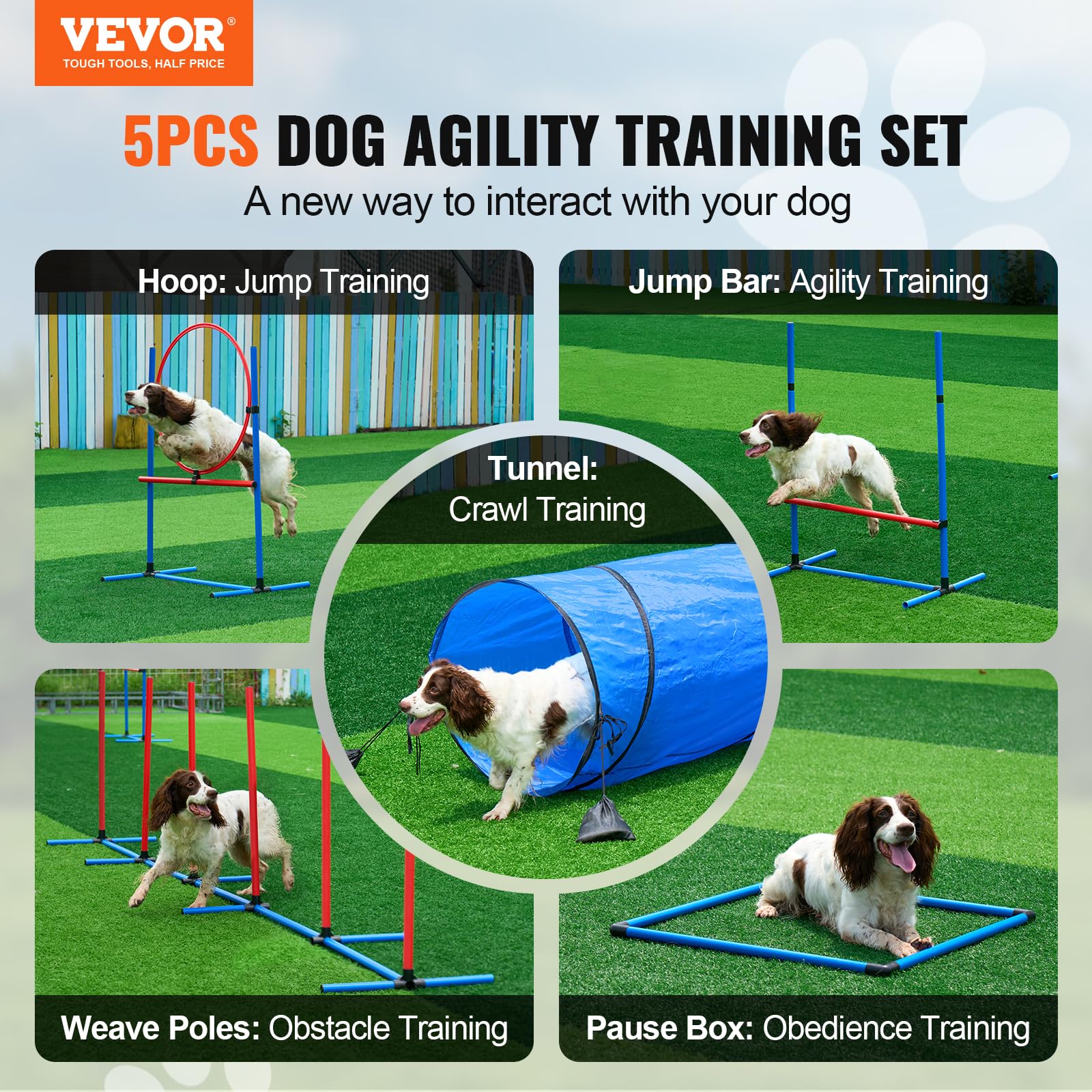 VEVOR chien agilite anneau saut diametre60cm pour exercices variés.