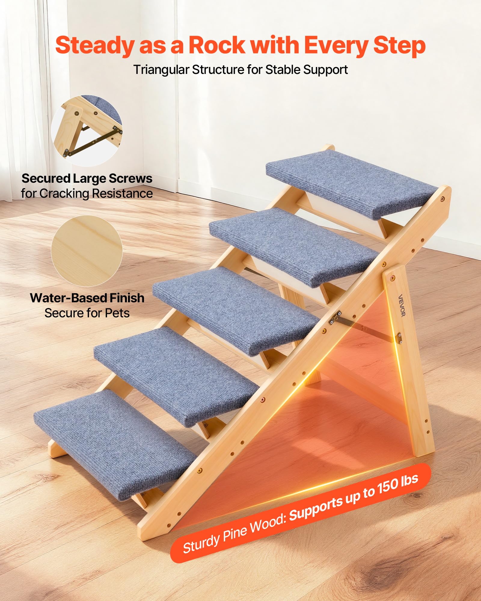 VEVOR escalier bois avec surface antidérapante et structure stable.
