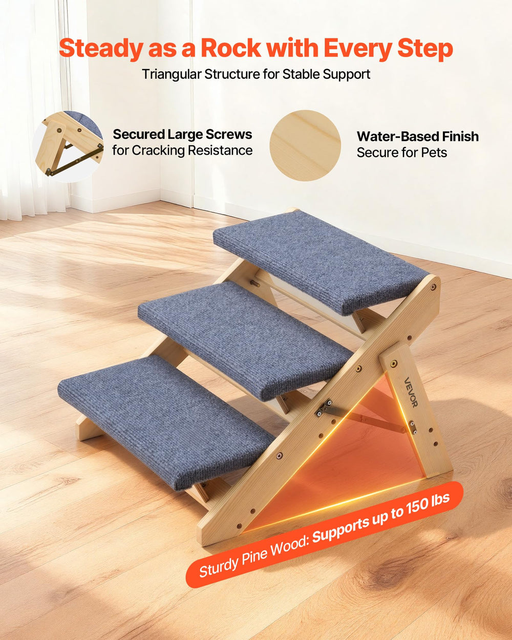 VEVOR escalier bois pliable pour rangement plat et pratique.
