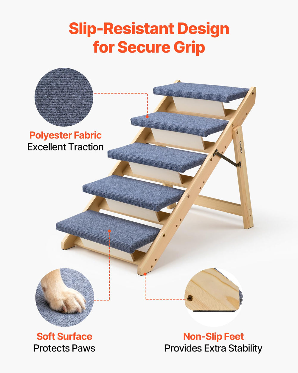 VEVOR escalier pliable bois pour rangement compact et mobilité facile.
