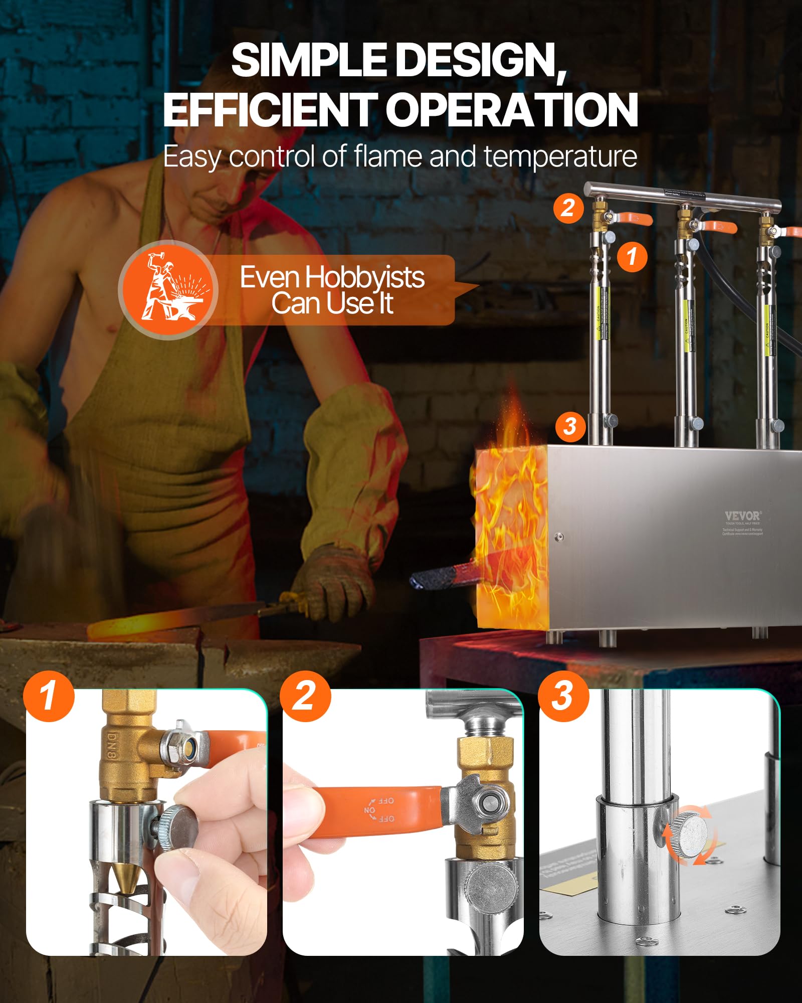 VEVOR Forge Propane Portable: acier inox 201 pour duree et securite.