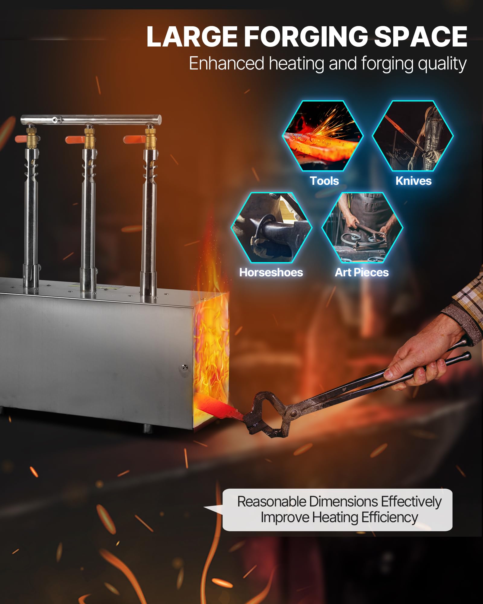 VEVOR Forge Propane Portable: bruleurs reglables assurant chaleur precise.