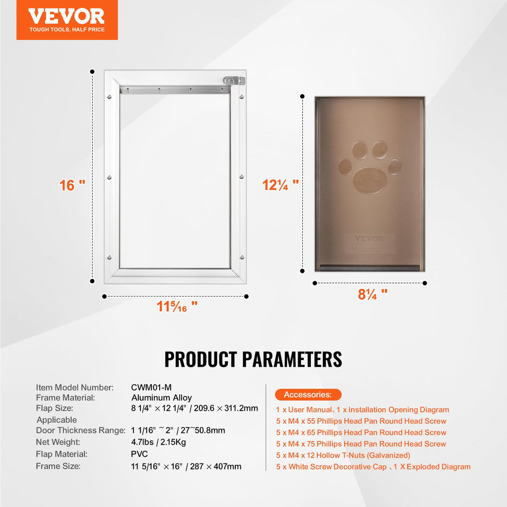 VEVOR installation-guide: montage simple grâce au guide et matériel inclus.