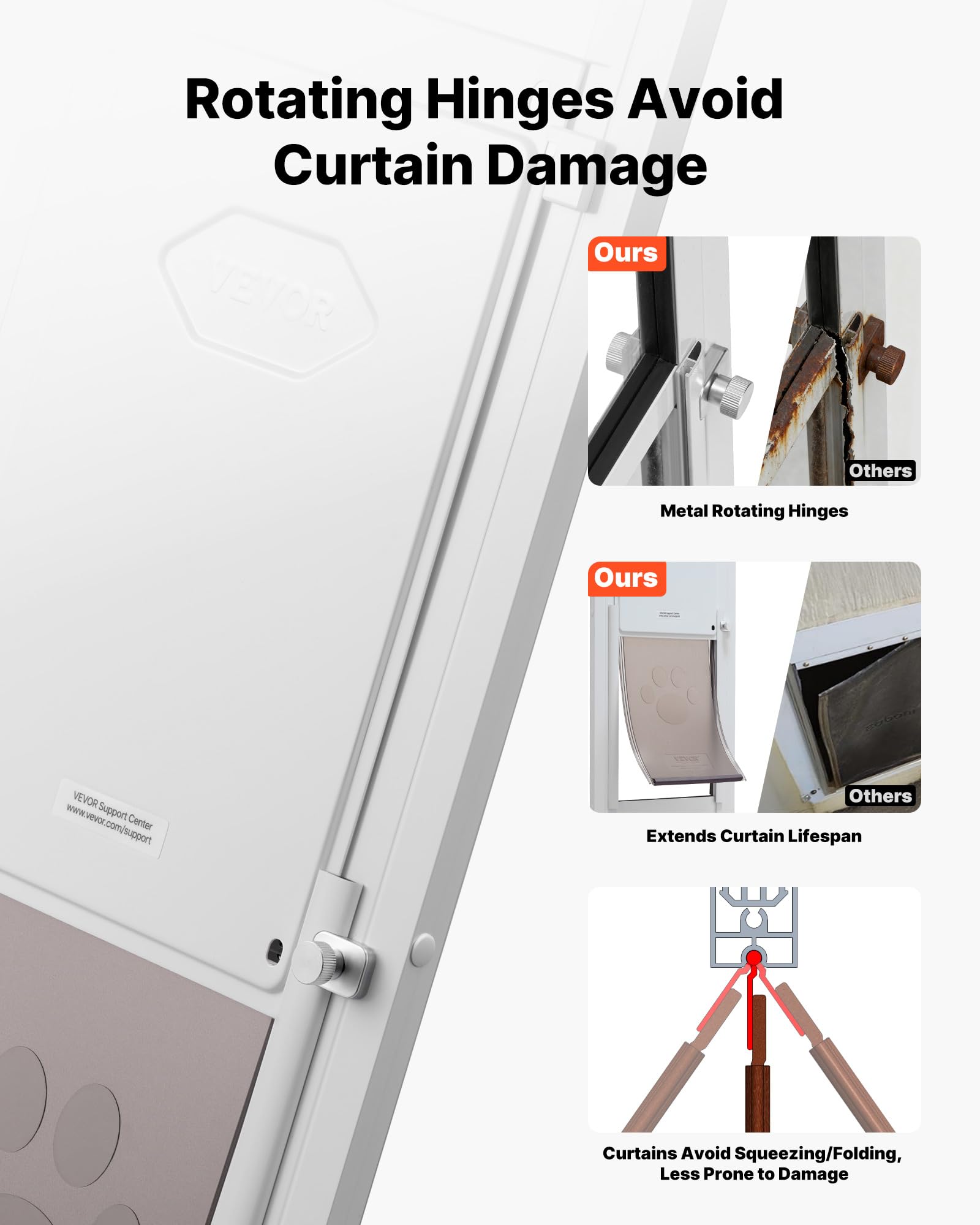 VEVOR hauteur-ajustable-91-96-pouces simplifie l'installation selon votre porte.