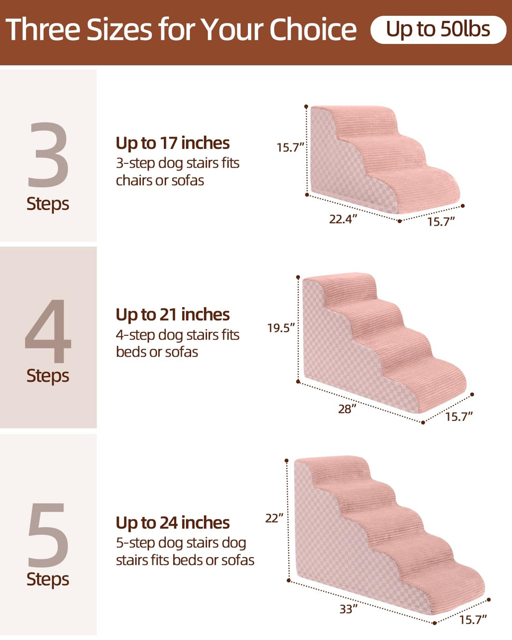 Vfrog escalier 35D mousse, stabilité légère pour chiens jusqu'à 50 lb.