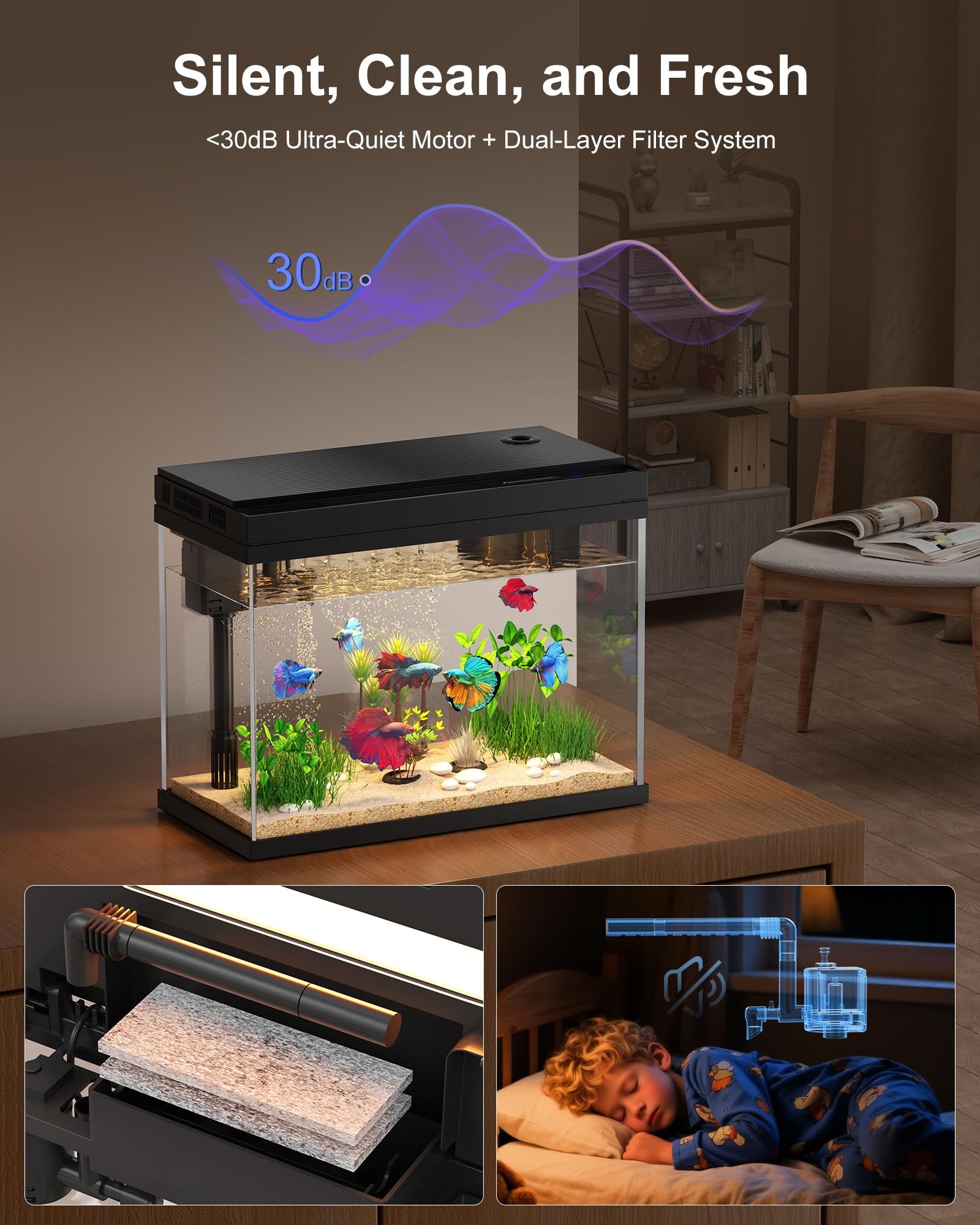 vhbw aquarium mini en verre montre la température pour surveiller l’environnement