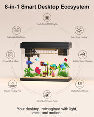 vhbw aquarium mini en verre panneau LED tactile pour changer l’ambiance et favoriser la concentration