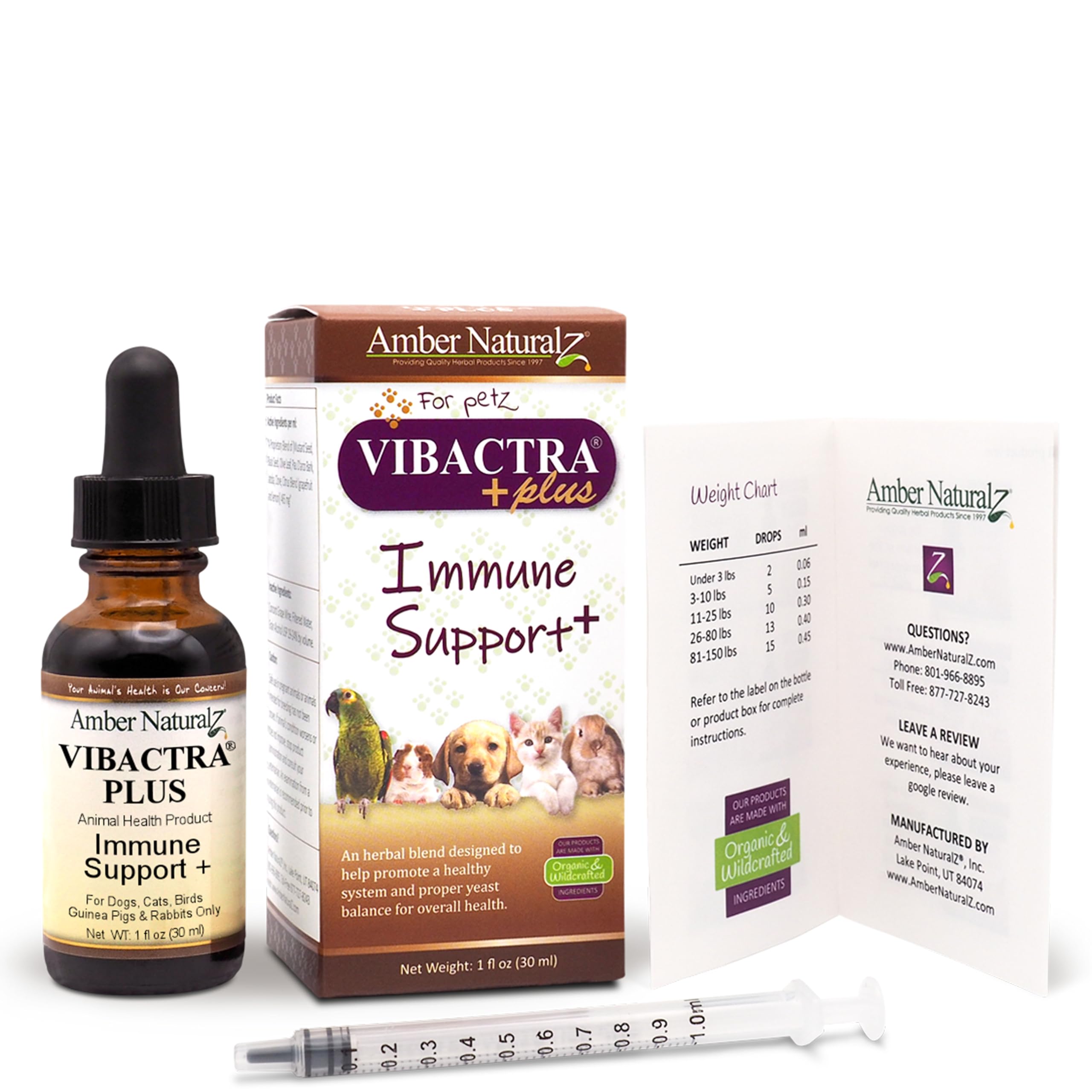 Contrôle qualité AMBER NATURALZ, sans additifs dans Vibactra Plus.