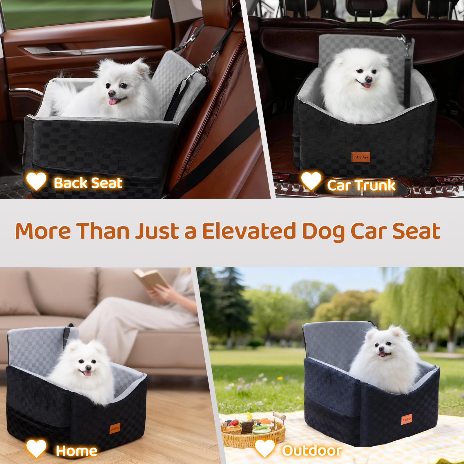 VibeBay utilisation portable en voiture et à domicile pour chien.