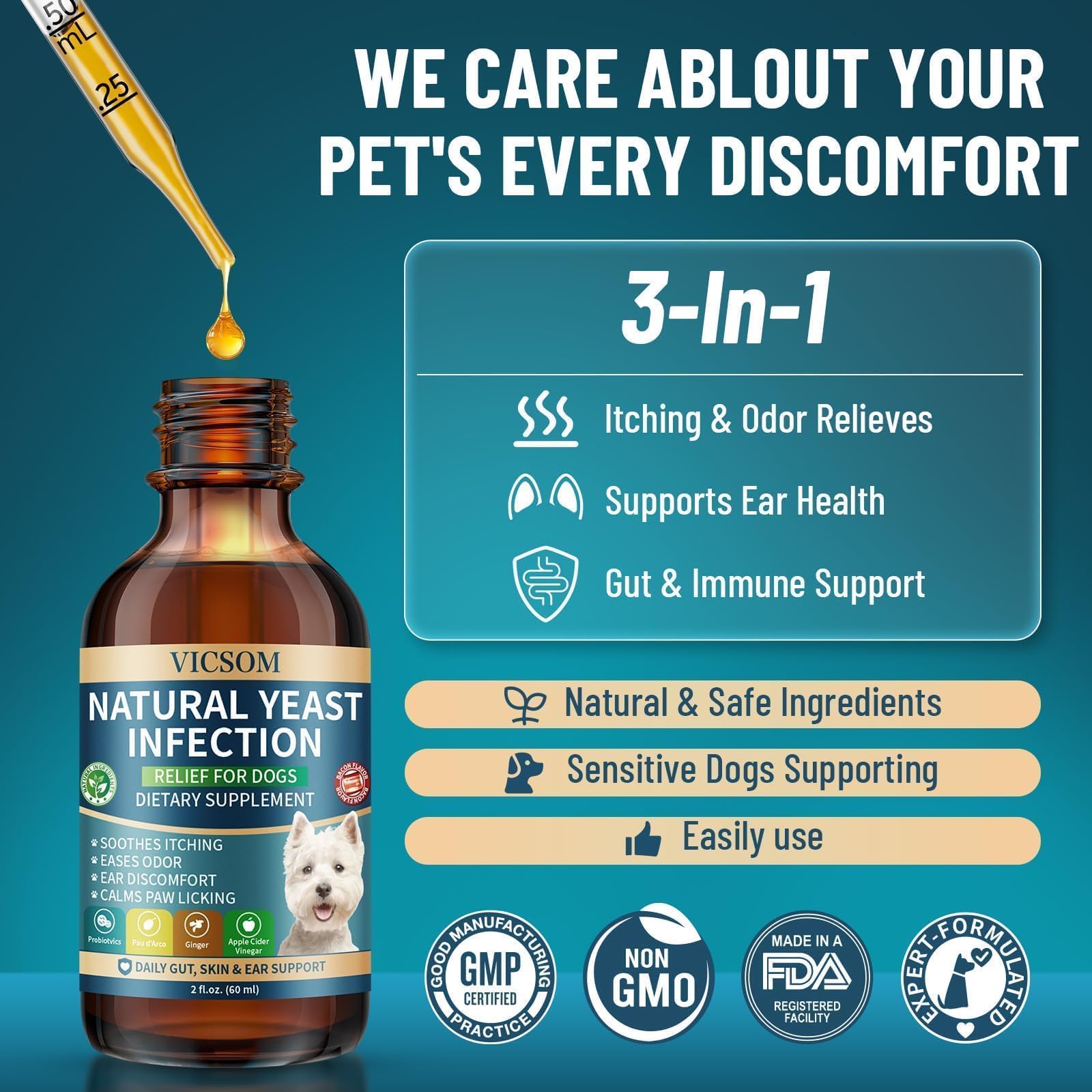 VICSOM: digestion et immunité du chien grâce au gingembre et bromélaïne.