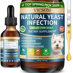 VICSOM – bouteille de traitement levure pour chien, soutien naturel des oreilles et de la peau.