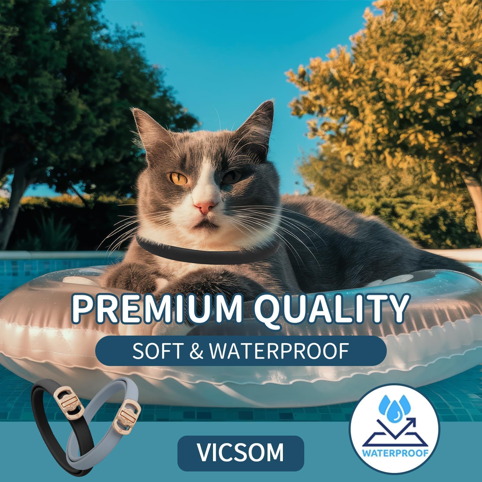 Collier VICSOM ajustable 48 cm pour la majorité des chats.