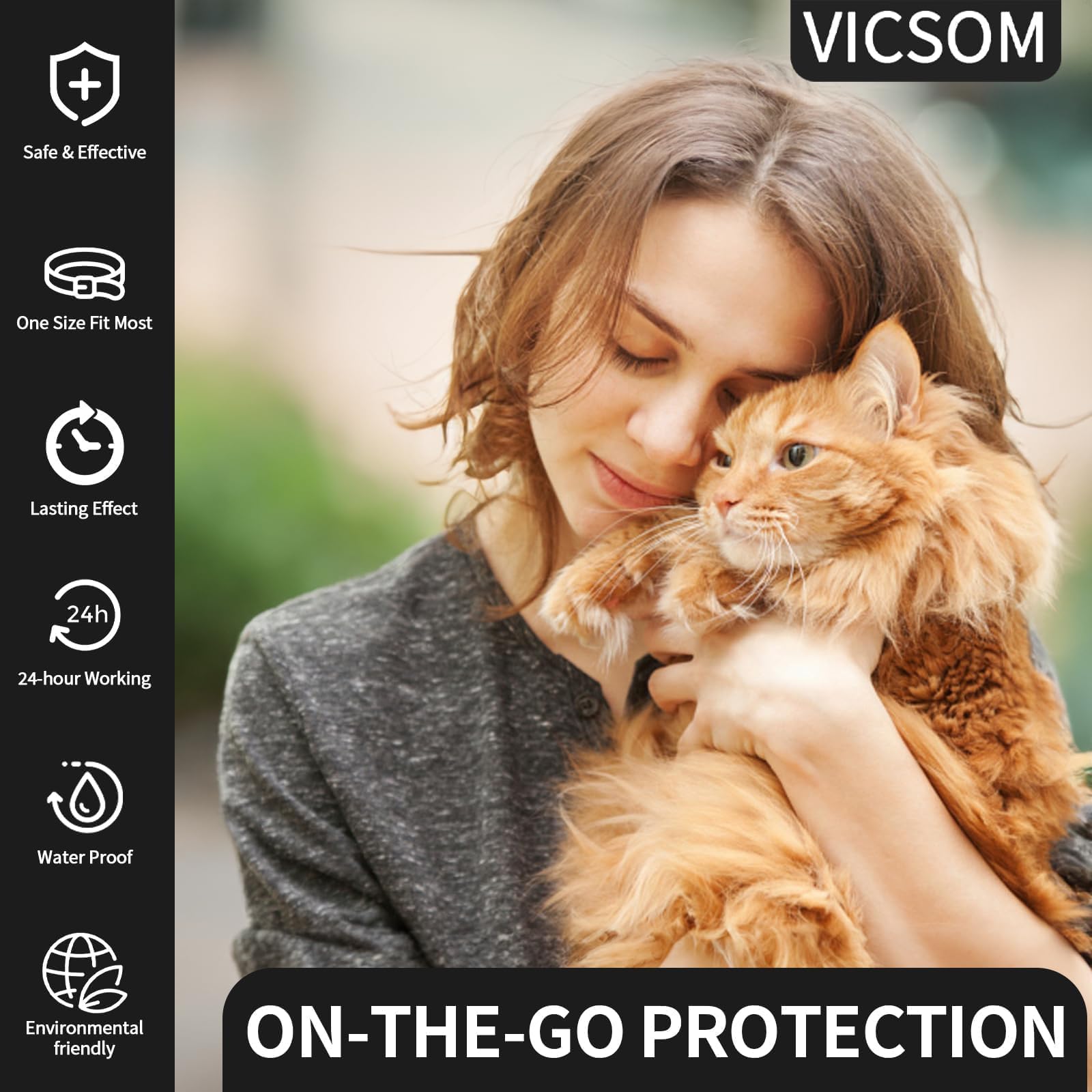 Collier VICSOM pour chat non gras et sans résidu sur le pelage.