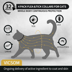 Collier VICSOM pour chat, taille unique jusqu’à 18,8 pouces, ajustement confortable.
