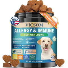 VICSOM friandises allergie chien dans un bocal, routine quotidienne.