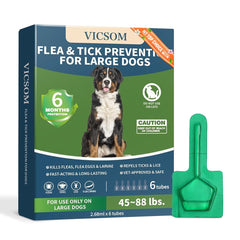 VICSOM pack six tubes traitement antipuce et tiques pour chien, protection longue durée.