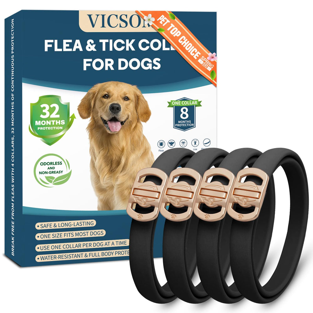 VICSOM collier lot de 4 prêt à proteger votre chien contre puces et tiques.