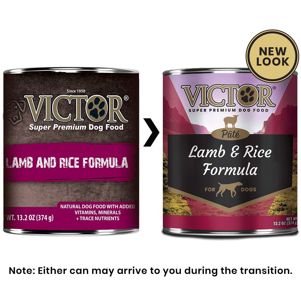 VICTOR pâté agneau et riz, texture crémeuse appréciée par les chiens sensibles.