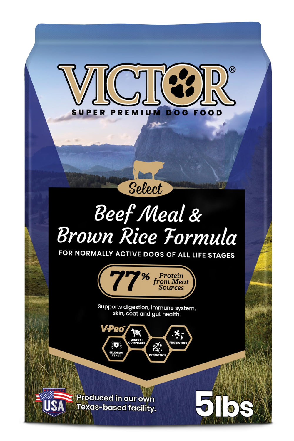 VICTOR boeuf et riz brun: croquettes premium pour énergie durable.