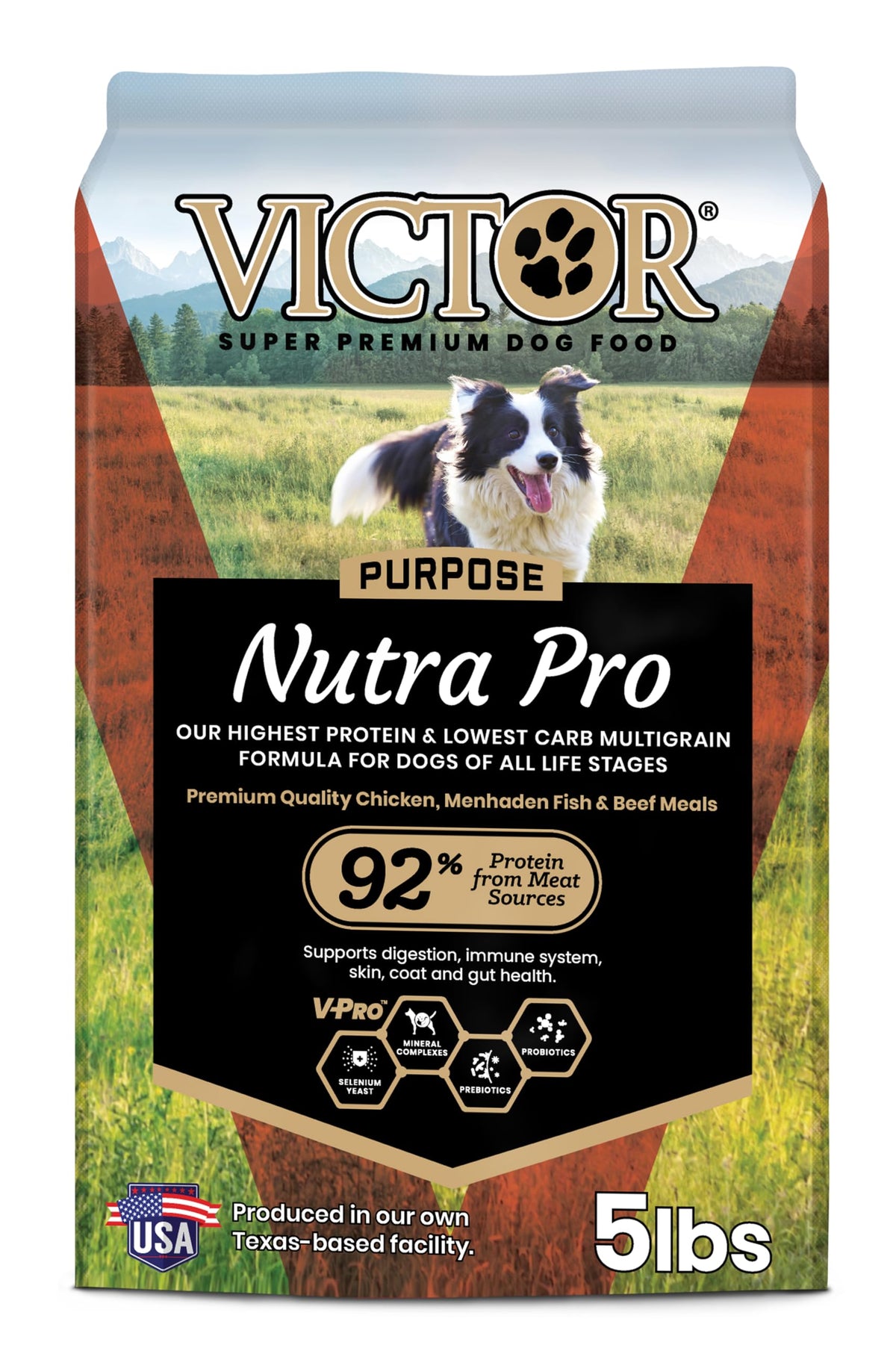 VICTOR Nutra Pro emballage, énergie durable pour chiens actifs.