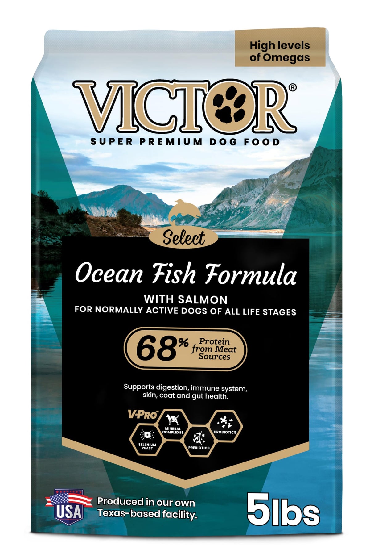 VICTOR Select Ocean Poisson Formule Saumon sac: croquettes riches en oméga-3 pour la peau.