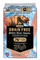 VICTOR Yukon River Canine: sac 15 livres, croquettes sans céréales et protéines de poisson.