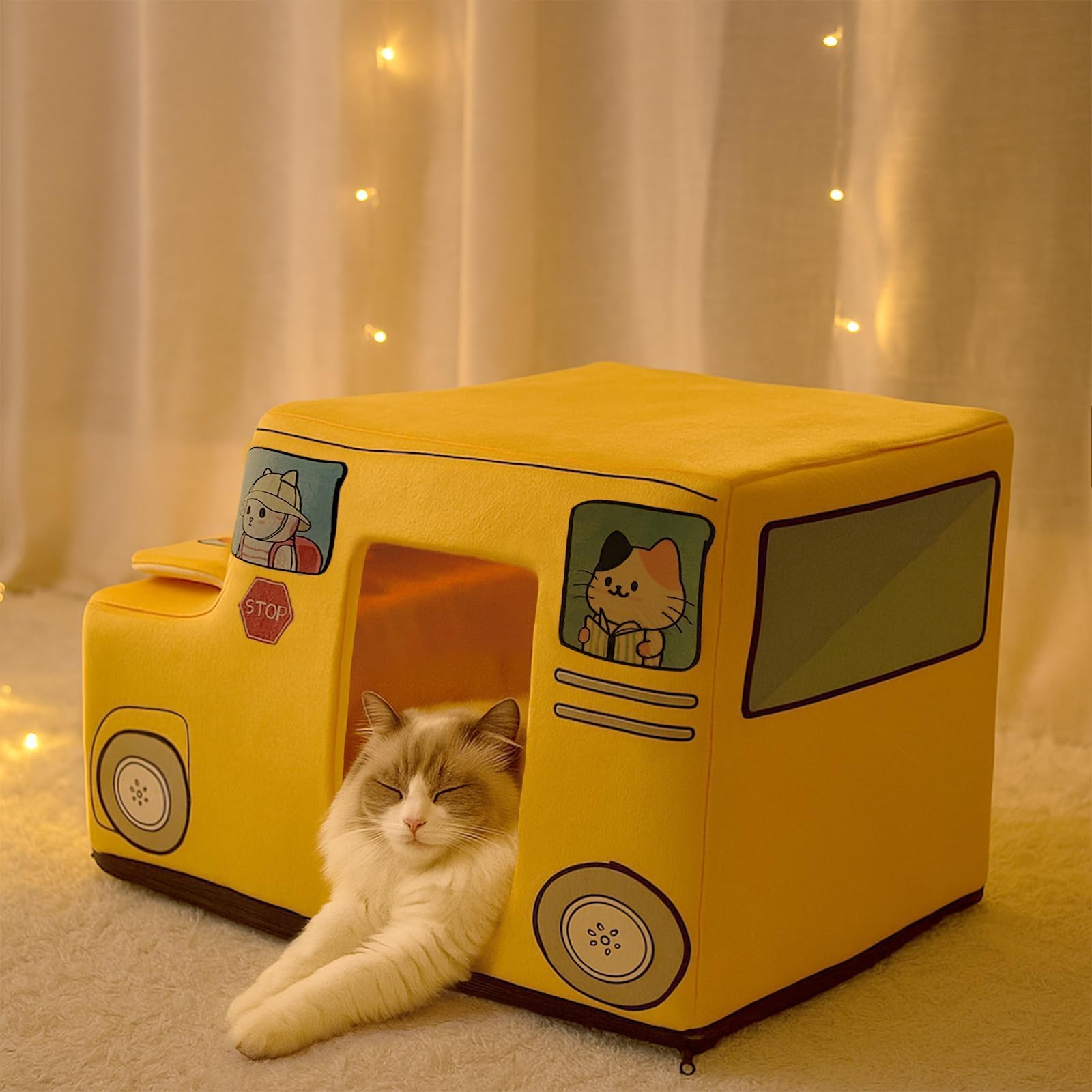 VIEFIN lit-chat bus scolaire confort durable, design amusant pour intérieur.
