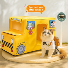 VIEFIN lit-chat bus scolaire fenêtre ouverte, foyer ludique et décoratif.
