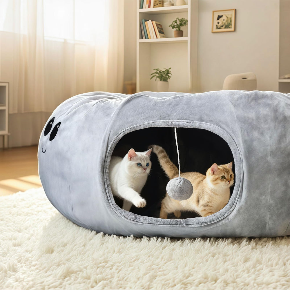 VIEFIN tunnel à 12 pattes et herbe à chat, bruits crissants pour le jeu.