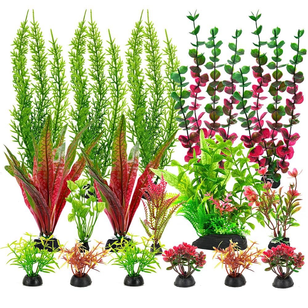 ViiWxx ensemble 18 plantes artificielles pour aquarium, paysage dynamique sans entretien.