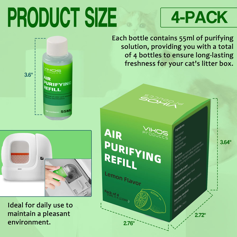 VIKOS Déodorant litière – recharges 4x55 ml pour un rafraîchissement durable.