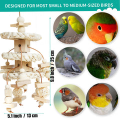 Jouet Vildroohowl avec corde en cuir, sécurité et divertissement pour oiseaux.