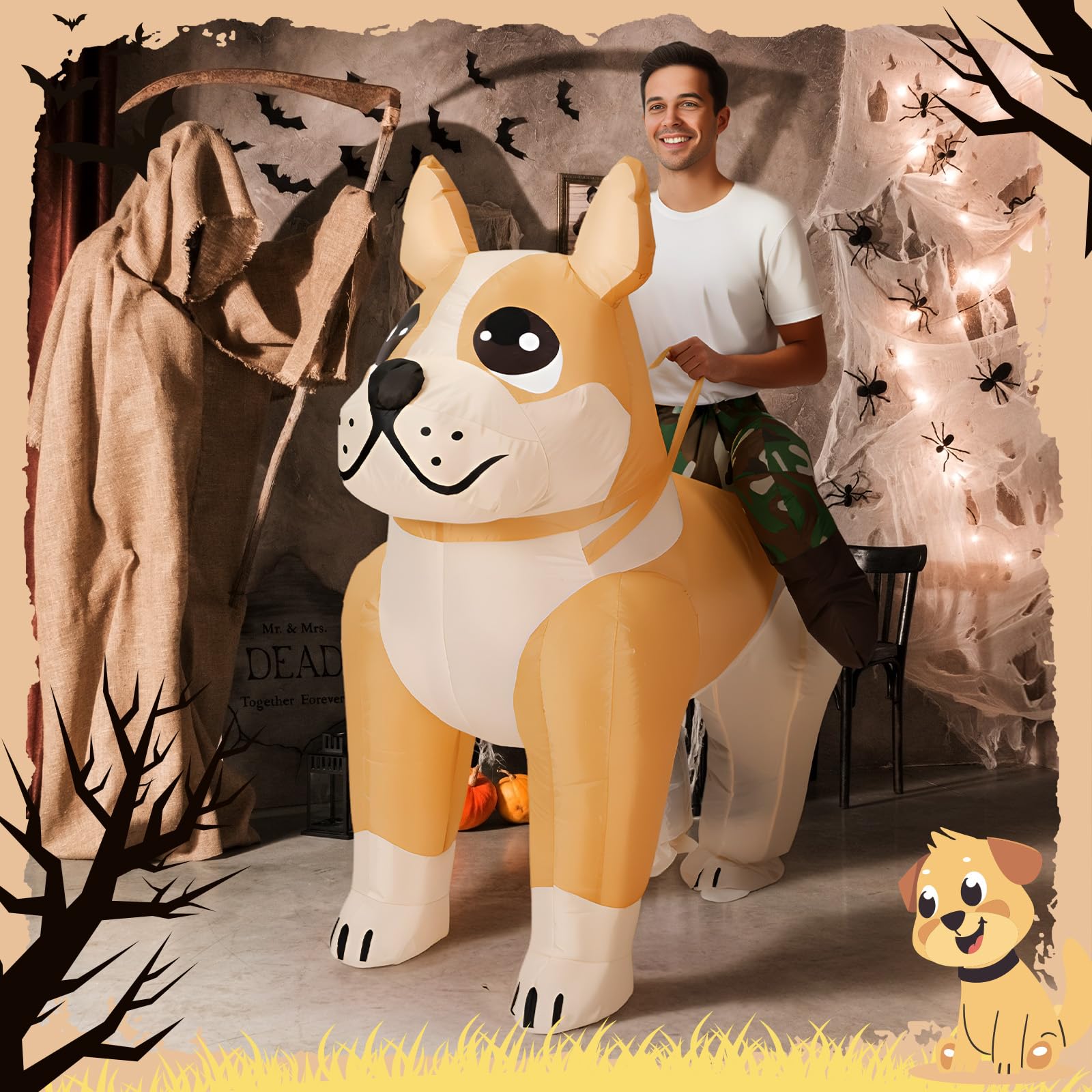 VioraWhite costume gonflable chien - poche intègre pour le boîtier batterie.