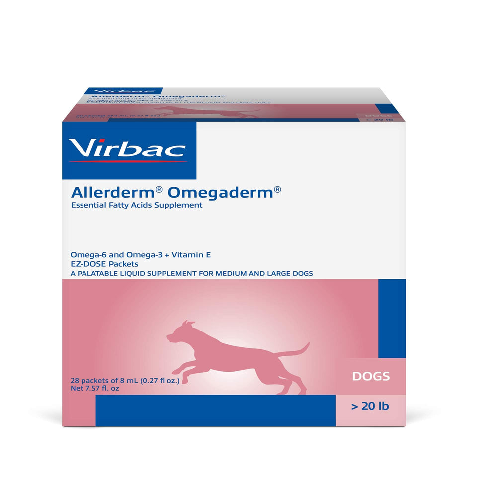Flacon Virbac ALLERDERM OMEGADERM prêt à l'emploi pour peau et pelage.