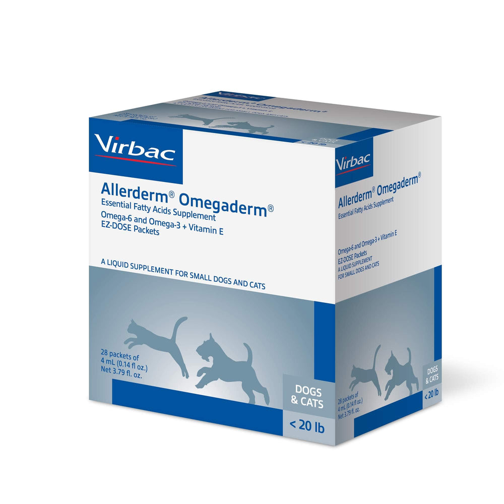 Virbac ALLERDERM OMEGADERM – sachets EZ-Dose faciles à verser sur la nourriture.