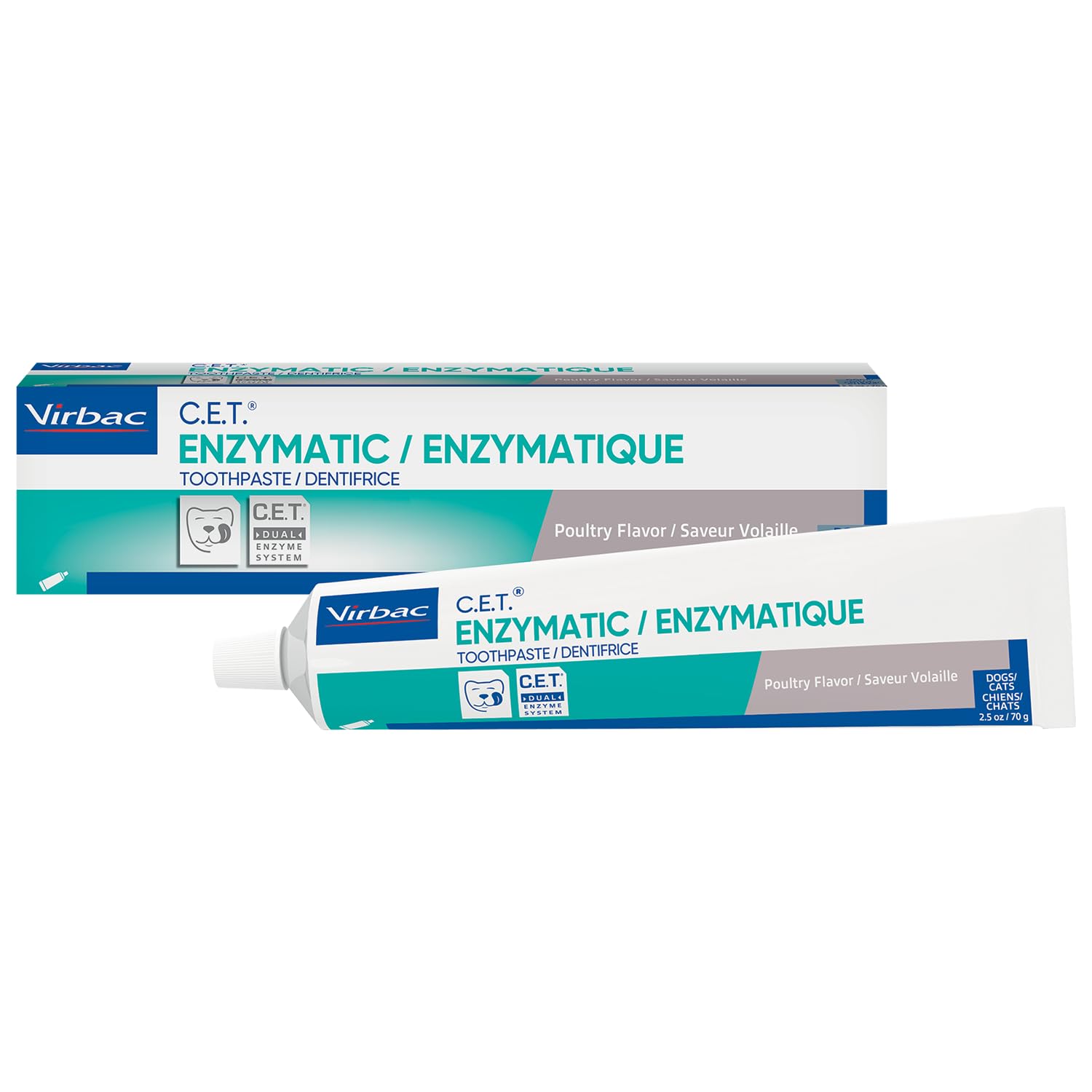 Virbac C.E.T. dentifrice enzymatique en flacon, réduction potentielle de la plaque.