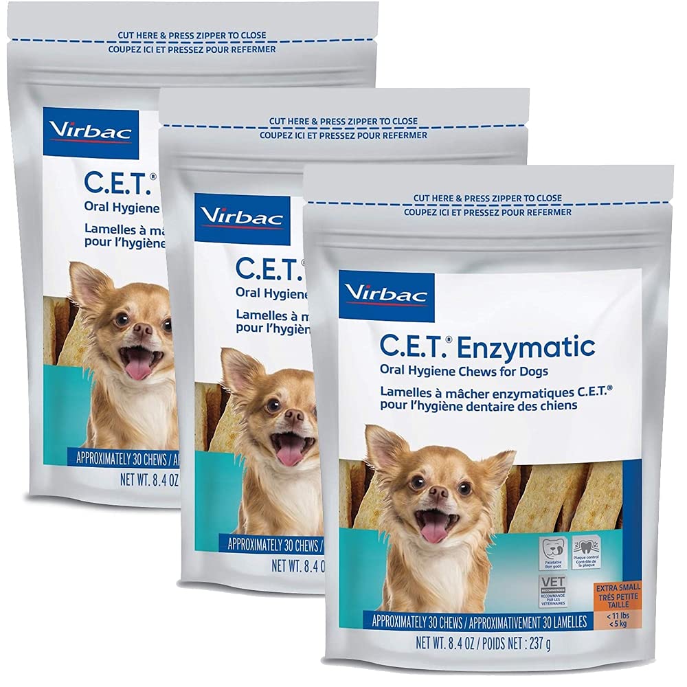 C.E.T. friandise enzymatique pour petit chien, hygiène bucco-dentaire améliorée.