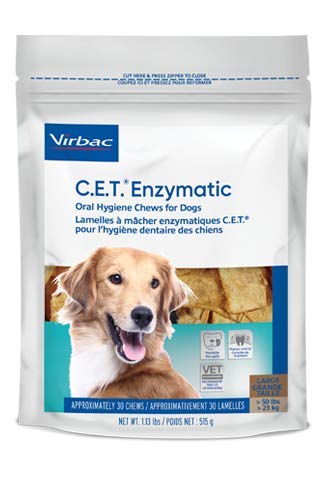 Virbac C.E.T. gomme dentaire enzymatique extra-large pour chien 51+ livres, action nettoyante bucco-dentaire