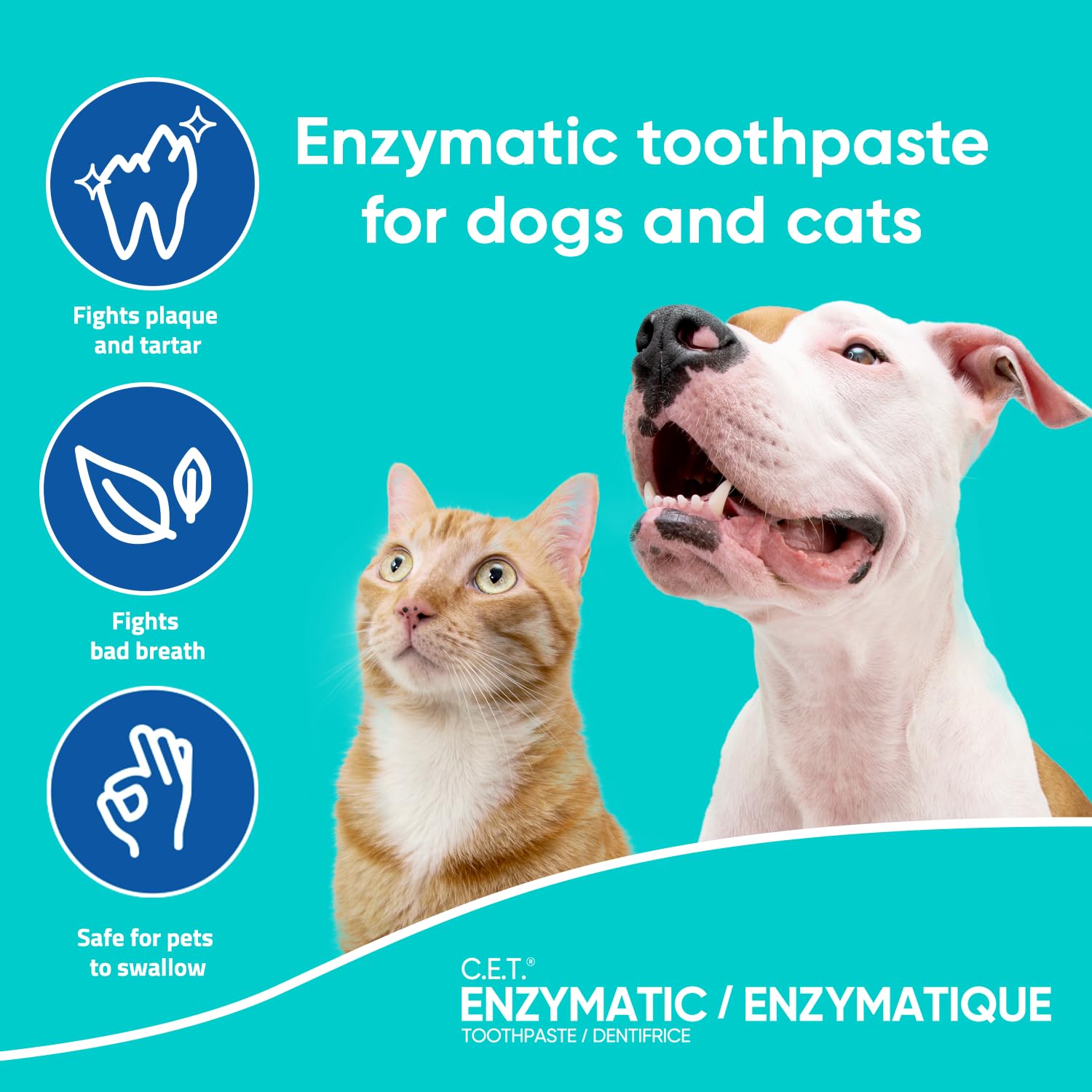 Virbac C.E.T. Pâte Dentaire Enzymatique – chat accepte le goût malt, entretien buccal facilité.
