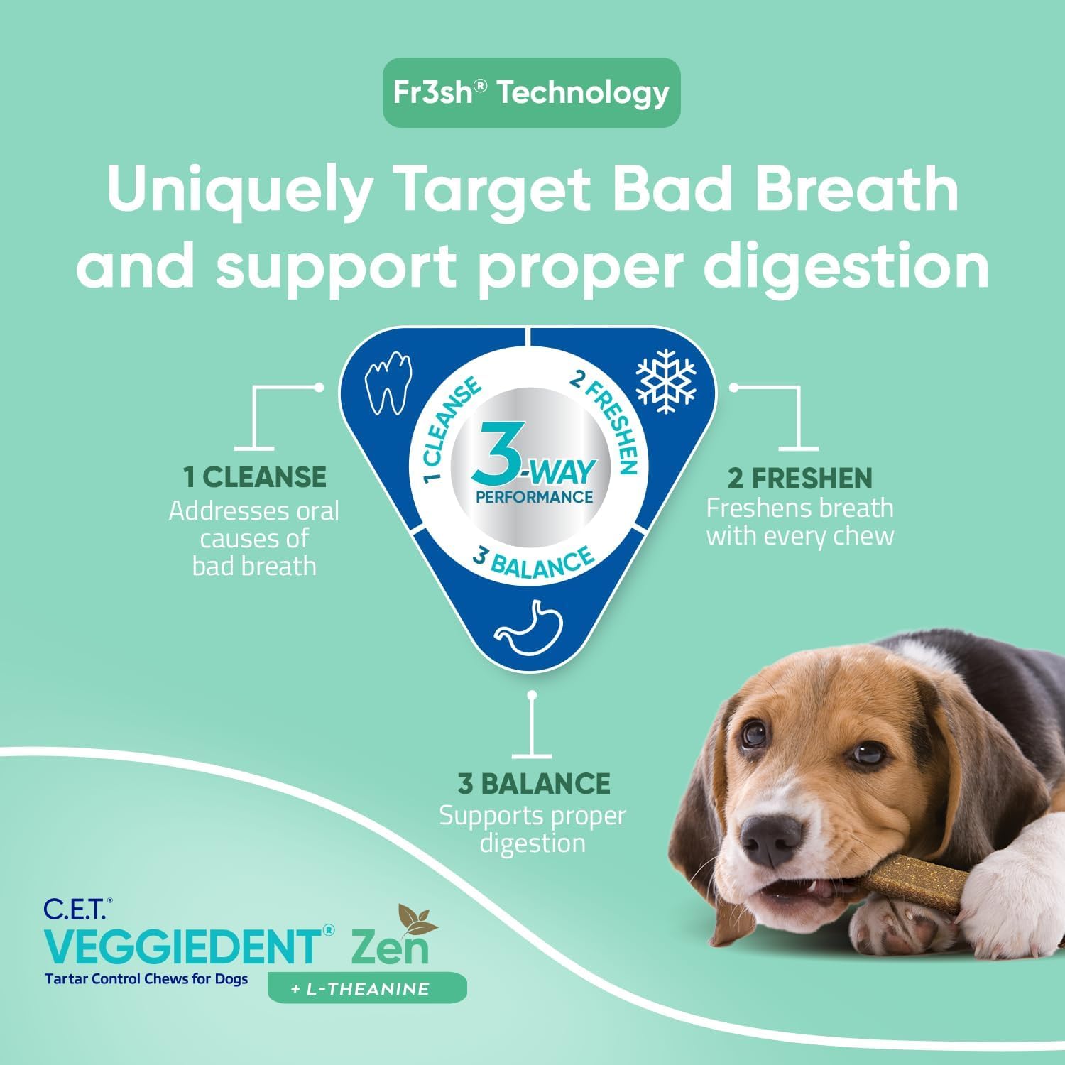 Virbac C.E.T. VeggieDent Zen breath-freshening: aide à rafraîchir l’haleine après les repas