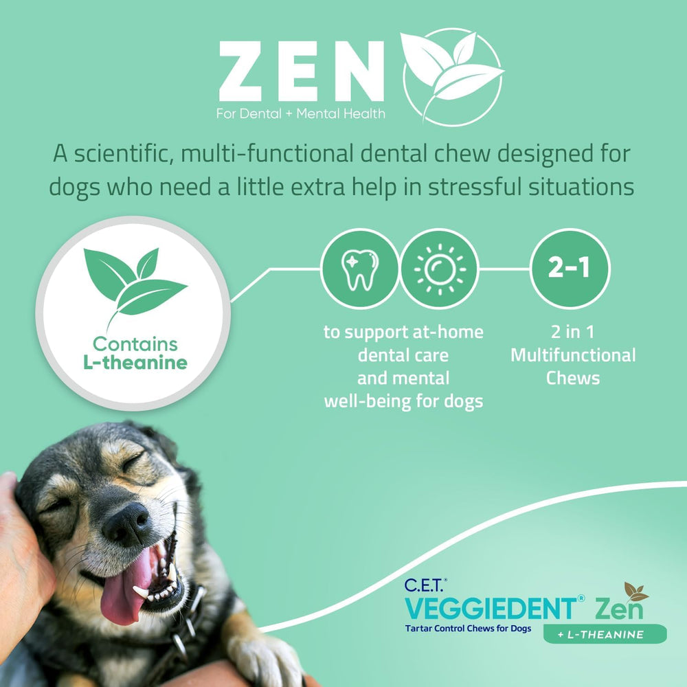 Virbac C.E.T. VeggieDent Zen dog-chewing: chien mâche joyeusement et nettoie ses dents