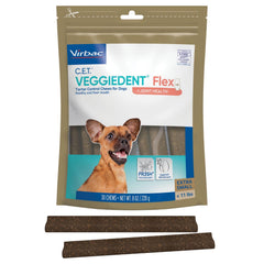 Friandises dentaires Virbac Veggiedent Flex pour petits chiens, nettoyage buccal ciblé.
