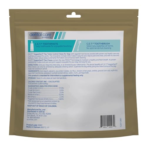 Sachet Virbac Veggiedent Flex de 30 bouchées, pratique pour l'hygiène dentaire.