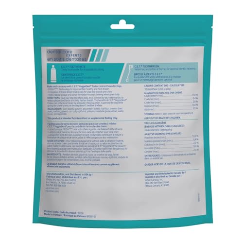 Virbac CET Veggiedent FR3SH, forme Z, friandises dentaires atteignant toute la cavité dentaire.
