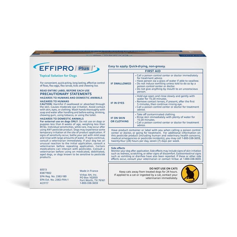 Application simple d EFFIPRO PLUS sur le dos du chien.