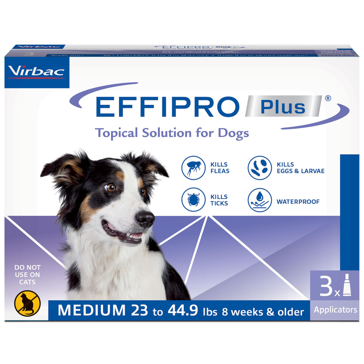 Virbac EFFIPRO PLUS appliqué sur le dos du chien, protection durable contre les parasites
